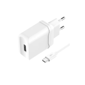 Зарядное устройство сетевое Olmio USBx2, 2.4А, Smart IC + 8-pin кабель в комплекте, белый