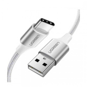 Кабель UGREEN US288 USB-A 2.0 to USB-C Cable Nickel Plating Aluminum Braid 0.25m, White, 60129