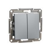 Выключатель двухклавишный SE EPH0300162 Asfora 10AX мех.быстрозажимной СТАЛЬ