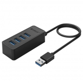USB Хаб ORICO W5P-U3-100-BK-BP <USB3.0x4, MicroUSB, Black, 1m, 77.4*31.5*22mm>