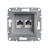 Розетка компьютерная двойная SE EPH4400162 Asfora RJ45 кат.5e механизм СТАЛЬ