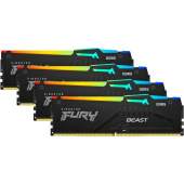ОЗУ DIMM DDR5 Kingston FURY Beast Black RGB 128Gb(32Gbx4)5600MT/s,2RX8,CL40-40-40,1.25V,288-pin,16Gbit,KF556C40BBAK4-128