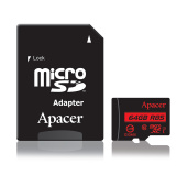 Карта памяти Micro SDXC 64Gb Apacer AP64GMCSX10U5-R + адаптер