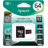 Карта памяти 64Гб - Apacer AP64GMCSX10U5-R 64GB + адаптер