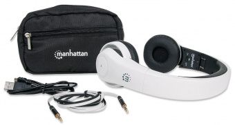 Наушники с микрофоном БЕСПРОВОДНЫЕ Manhattan Flyte, 88 дБ, 20 - 20000 Гц, 50 Ом, Bluetooth,     