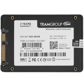 Твердотельный накопитель  480GB SSD TeamGroup CX1  2.5” SATA3 R530Mb/s, W470MB/s T253X5480G0C101