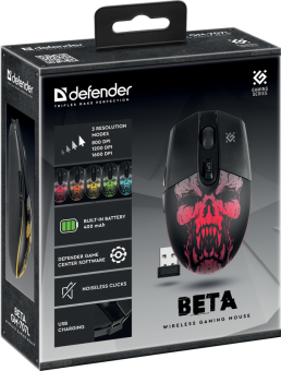 Мышь беспроводная игровая Defender Beta GM-707L LED,6D,400 mAh,1600dpi