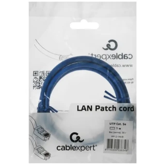 Патч-корд UTP Cablexpert PP12-1M/B кат.5e, 1м, литой, многожильный (синий)