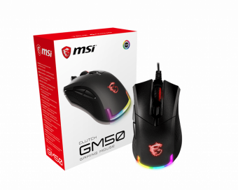 Мышь MSI Clutch GM50 USB2.0/TPE-кабель 2м/Вес 87г./RGB подсветка/Черный