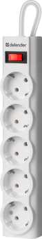 Сетевой фильтр Defender PowerS 50 5 розеток, 5 м, белый
