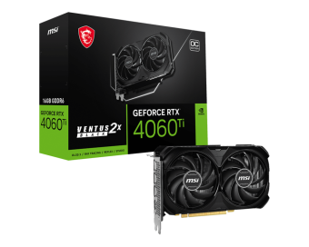 Видеокарта MSI GeForce RTX 4060 Ti VENTUS 2X BLACK 16G OC, 16Gb GDDR6, 128 Bit, 1xHDMI, 3xDP, 4352 CUDA, BOX