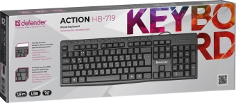 Клавиатура проводная Defender Action HB-719 (Черный), USB, ENG/RUS,мультимедиа 117 кн., НОВИНКА!