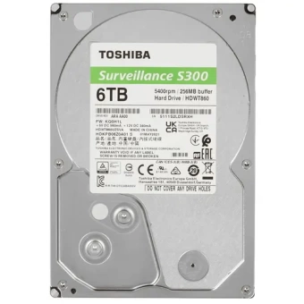 Жесткий диск для Видеонаблюдения HDD  6Tb TOSHIBA S300 Surveillance 5400rpm SATA3 3,5" HDWT860UZSVA