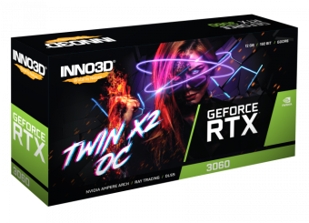 Видеокарта Inno3D GeForce RTX3060 12G Twin X2 OC GDDR6 192bit HDMI 3xDP N30602-12D6X-11902120H