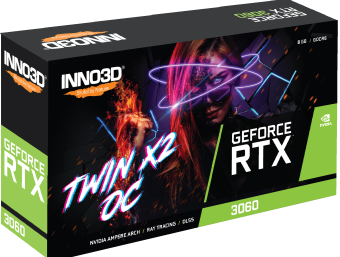 Видеокарта Inno3D GeForce RTX3060 8GB Twin X2 OC, 8G GDDR6 128bit HDMI 3xDP N30602-08D6X-11902130