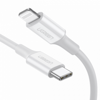Кабель Ugreen US171 Lightning To Type-C 2.0 Male Cable White 1M, 10493