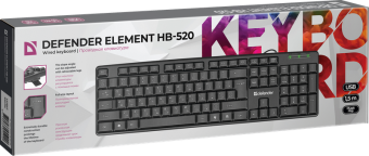 Клавиатура Defender Element HB-520 B (Черный), USB, ENG/RUS/KAZ,стандарт                                                                                                                                                                                       