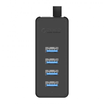 USB Хаб ORICO W5P-U2-100-BK-BP <USB2.0x4, MicroUSB, Black, 1m, 77.4*31.5*22mm>