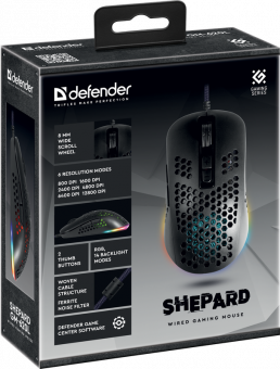 Мышь проводная игровая оптическая Defender Shepard GM-620L RGB,7кнопок,3200dpi, НОВИНКА!