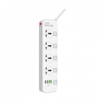 Сетевой фильтр LDNIO Universal SC4408 4 розетки 4*USB 5V/3.4A Портов 2 м