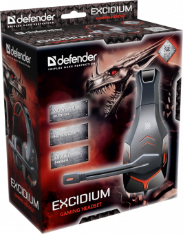 Игровая гарнитура стерео Defender Excidium подсветка регулят. громк., 2,5 м кабель