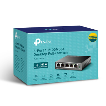 Коммутатор PoE+  5-портовый Tp-Link TL-SF1005P, 5-port 10/100M (Порт1- Порт4 PoE IEEE 802.3af/at), б